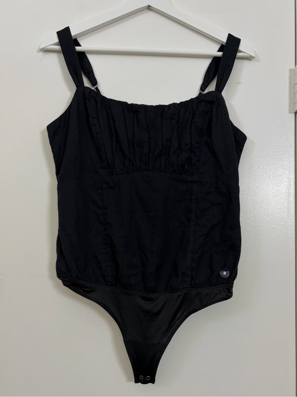 NWT Abercrombie Ruched Square Neck Smocked Cotton Viscose Bodysuit Size M